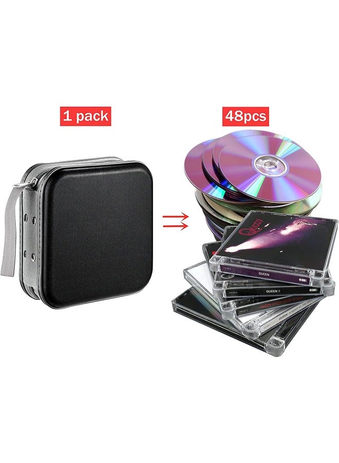 DVD Case, 48 Capacity CD Case Portable CD Case Holder Storage Hard Plastic DVD CD Wallet Holder Organizer for Car  - Image 2