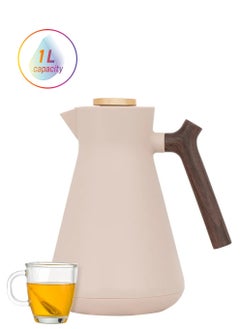 Everest Amada thermos 1 liter light brown with wooden handle