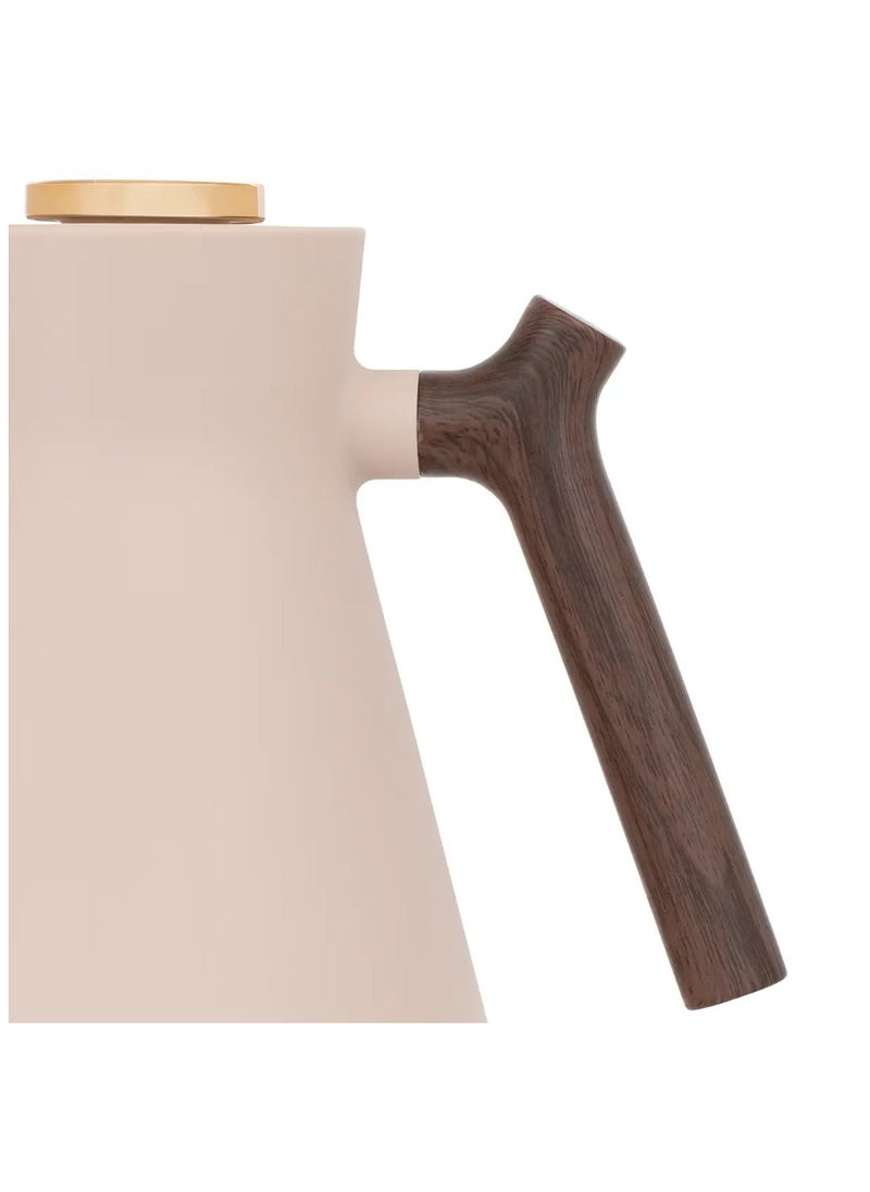 Alsaif Gallery - Everest Amada thermos 1 liter light brown with wooden handle - Image 1