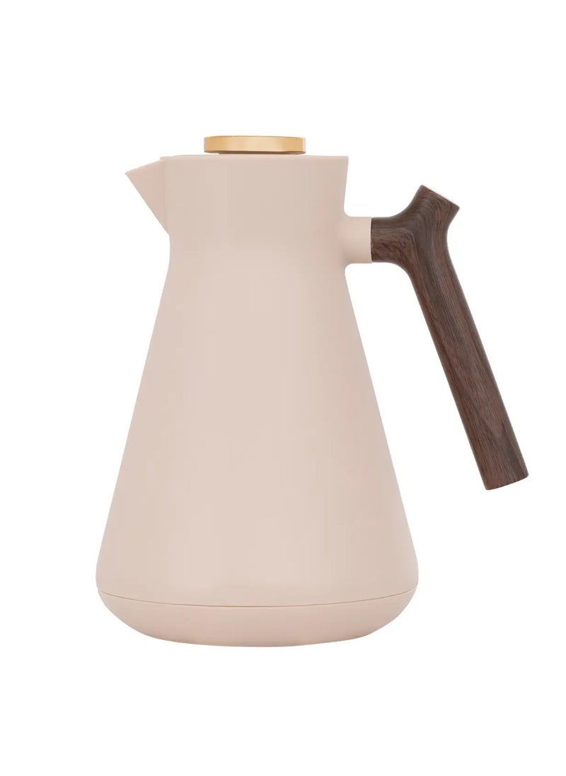 Alsaif Gallery - Everest Amada thermos 1 liter light brown with wooden handle - Image 1