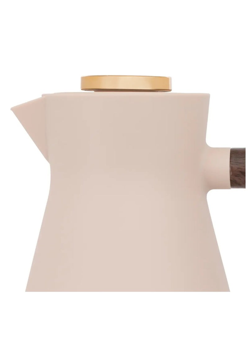 Alsaif Gallery - Everest Amada thermos 1 liter light brown with wooden handle - Image 1