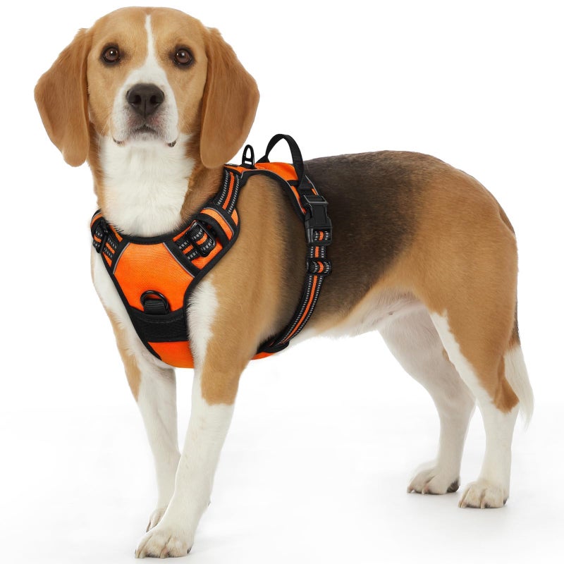 Eagloo Dog Harness Small Sized Dog, No Pull Service Vest with Reflective Strips and Control Handle, Adjustable and Comfortable for Walking, No Choke Pet Harness with 2 Metal Rings, Orange, S - Image 1