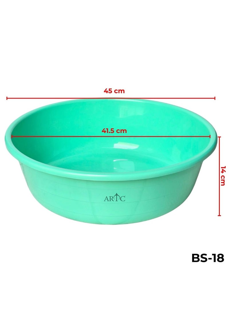 اي ار تي سي حوض استحمام ARTC بلاستيكي متين سعة 15 لترًا (أخضر) - حوض دائري فاخر متعدد الأغراض للغسيل وغسل الأطباق والتنظيف والنقع وتخزين المياه وتنظيم المنزل - قابل للتكديس ومتين - Image 2