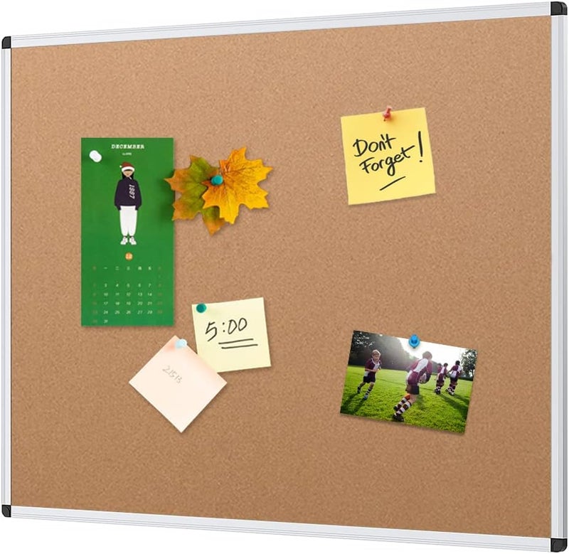 VIZ-PRO Cork Notice Board, 36 X 24 Inches, Silver Aluminium Frame - Image 1