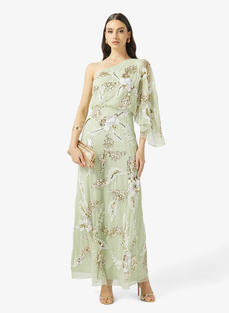 Frock And Frill  Embellished One Shoulder Maxi Dress for Women | Best Price UAE