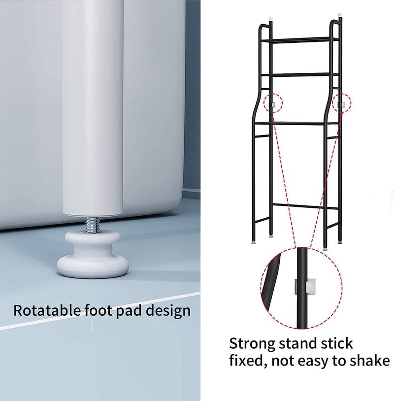 Ozoy 3 Layer Over The Washing Machine Storage Rack Metal Bathroom Shelf Space Saving Organizer for Laundry Room Wash Basin Floor Stand (White Round) - Image 4