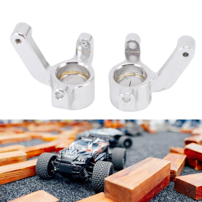 High Strength Alloy RC Car Front Steering Knuckle Hub Carrier 1/24 Scale Silver - Image 5