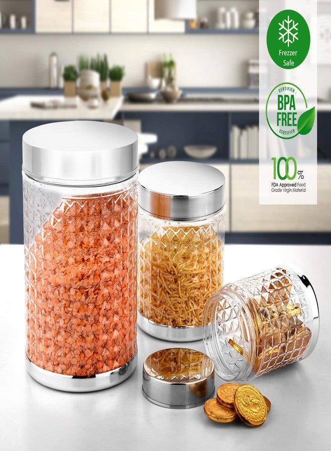 Sky Hector Celebration 12 Pcs Storage Pet Container Gift Set for Kitchen (300 ml x 4, 600 ml x 4, 1250 ml x 4),Silver (Regular - 12 Pieces) - Image 2