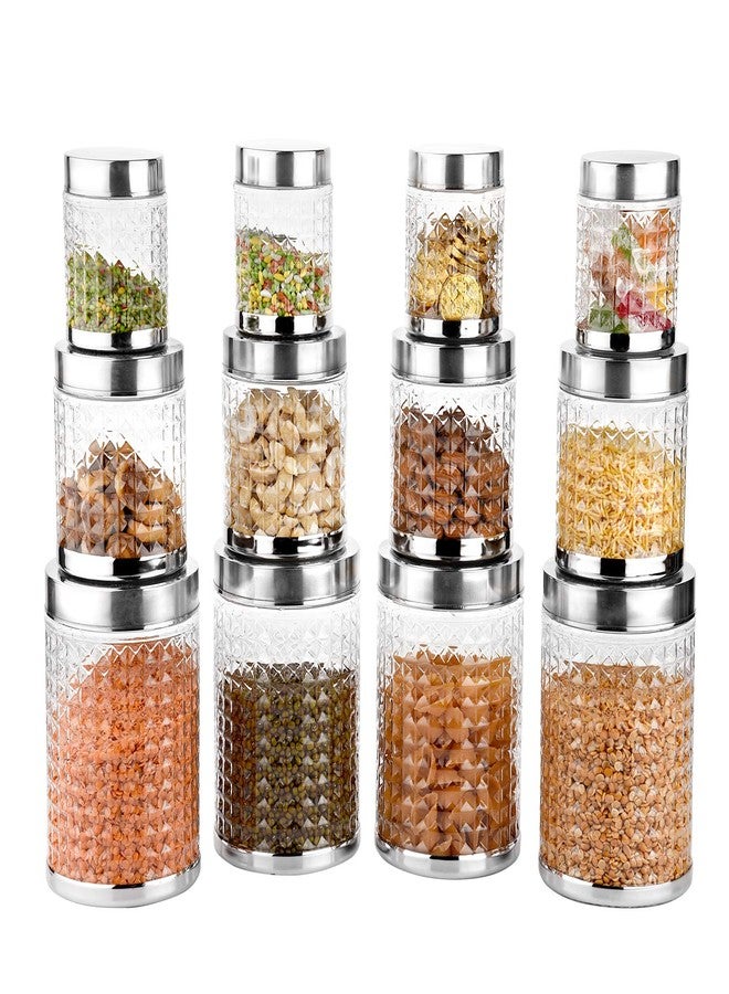 Sky Hector Celebration 12 Pcs Storage Pet Container Gift Set for Kitchen (300 ml x 4, 600 ml x 4, 1250 ml x 4),Silver (Regular - 12 Pieces) - Image 1