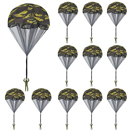 Catcan 12 Pcs Parachute Toy Camo Parachute Men Tangle Free Throwing Outdoor Flying Paratrooper Toy No Battery nor Assembly Required - Image 1