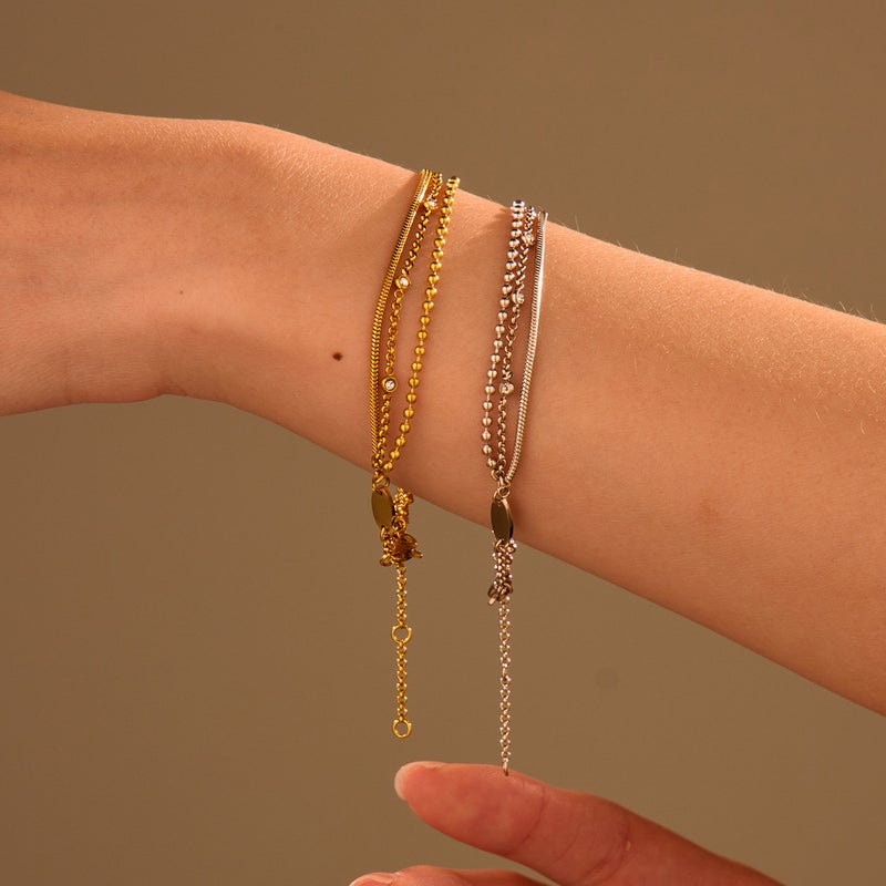 Cross-Border Light Luxury and High-End Multi-Layer Stainless Steel Bracelets Stacked with Zircon Niche Temperament Titanium Steel Hand Jewelry Wholesale - Image 2