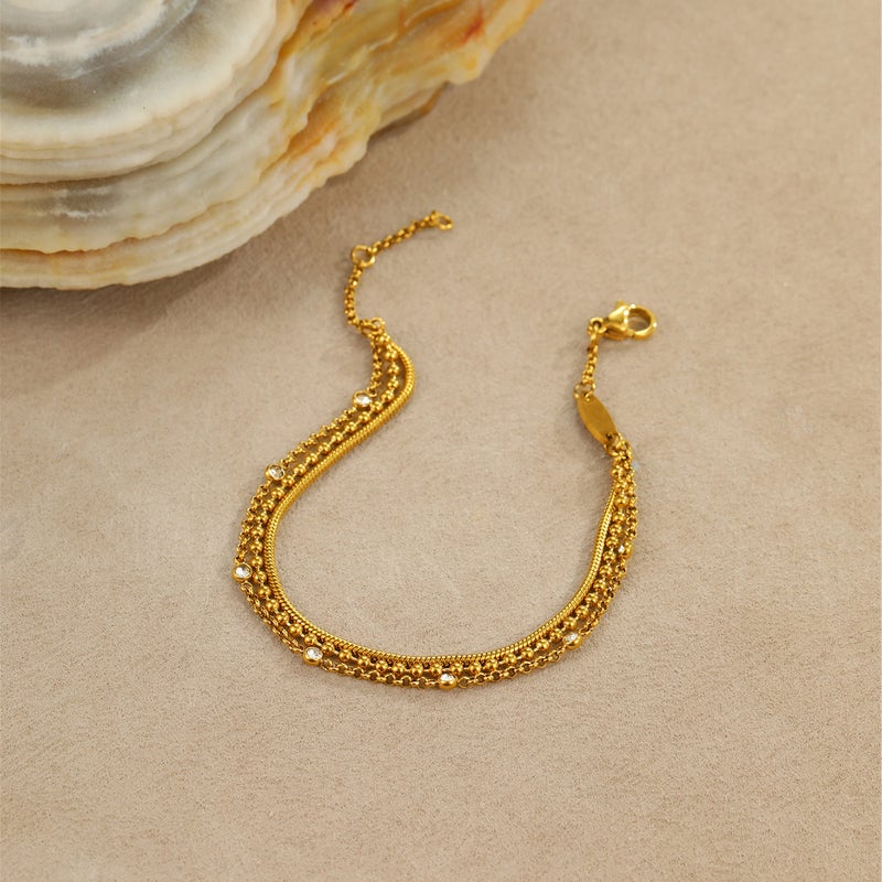 Cross-Border Light Luxury and High-End Multi-Layer Stainless Steel Bracelets Stacked with Zircon Niche Temperament Titanium Steel Hand Jewelry Wholesale - Image 4