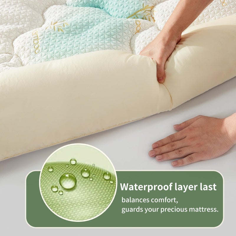 Secgo Premium 100% Waterproof Queen Mattress Topper, Breathable Mattress Pad, Rayon from Bambo Bed Protector, Deep Pocket Sheet Cover 8"-21" - Image 2