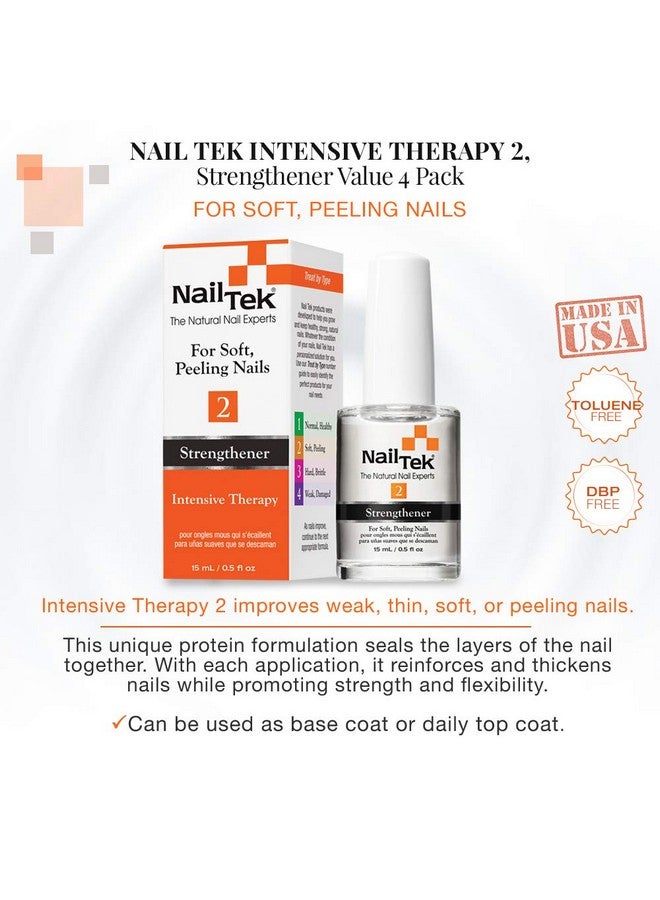 Nail Tek Intensive Therapy 2- For Weak, Thin, Soft, Peeling Nails, With Protein Formula, Reinforces, Thickens Nails, Promotes Strength And Flexibility, 0.5 Ounce - 1 Pack - Image 3