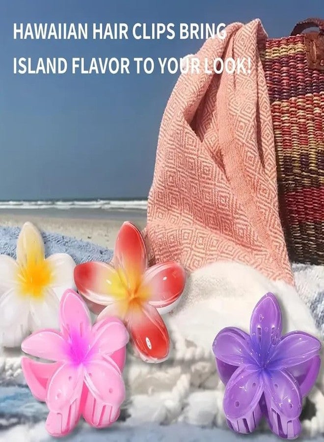 EPARTY مشابك شعر على شكل زهرة بلوميريا استوائية، مجموعة من 4 ألوان - وردي، أبيض، مرجاني، بنفسجي - Image 3