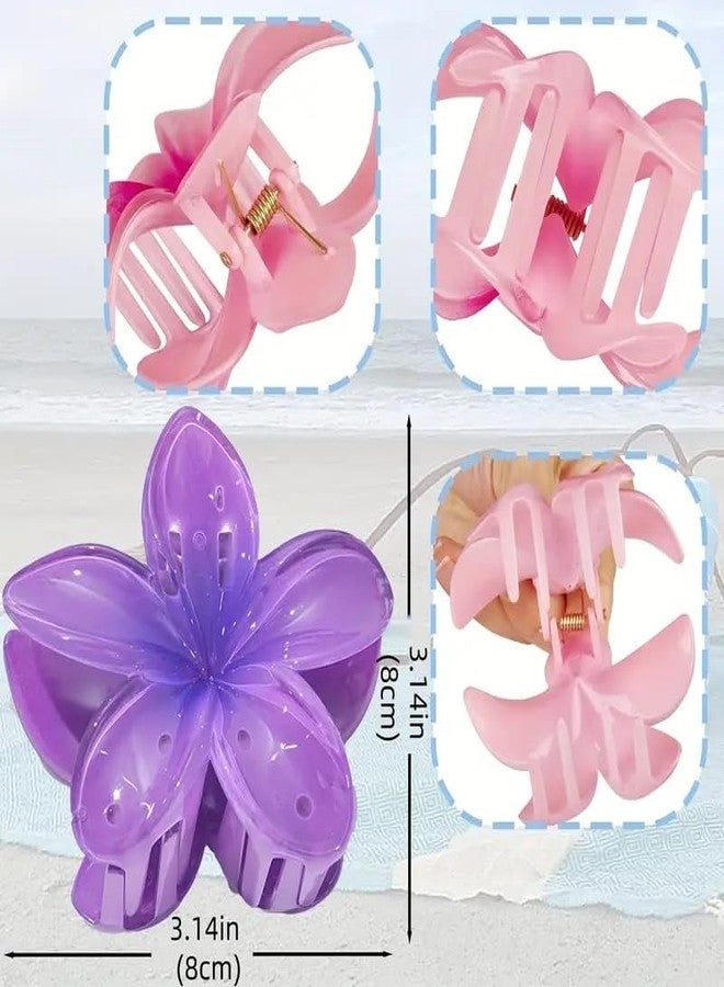 EPARTY مشابك شعر على شكل زهرة بلوميريا استوائية، مجموعة من 4 ألوان - وردي، أبيض، مرجاني، بنفسجي - Image 5