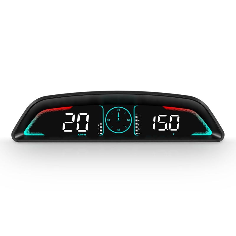 AZIJYV OBD2 Gauge Display,Head Up Display for Cars,Speedometer with Speed,Engine RPM,Clock,Overspeed Alarm,Water Temperature Alarm,Fatigue Driving Reminder,Fits Most Post-2008 Models - Image 1