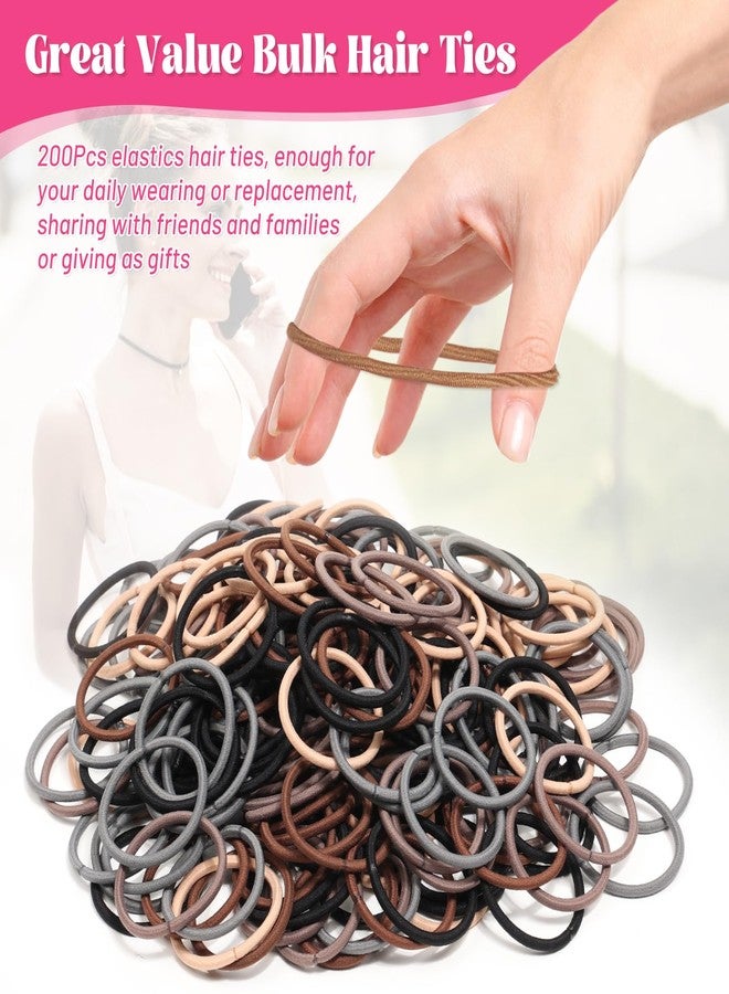 Anezus 200 Pcs Multi-Colored Hair Ties for Thick Hair, Elastics Hair Ties Bulk Hair Bands for Women, Men and Girls(4mm) - Image 2