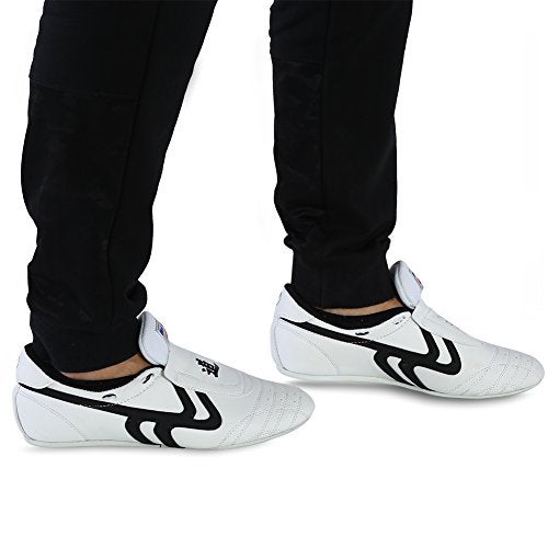 Keenso Unisex Taekwondo Shoes, Martial Arts Sports Shoes Sports Boxing Karate Martial Arts Taichi Shoes Lightweight Shoes for Kids Women Men Adult with a Storage Bag(37) White - Image 2