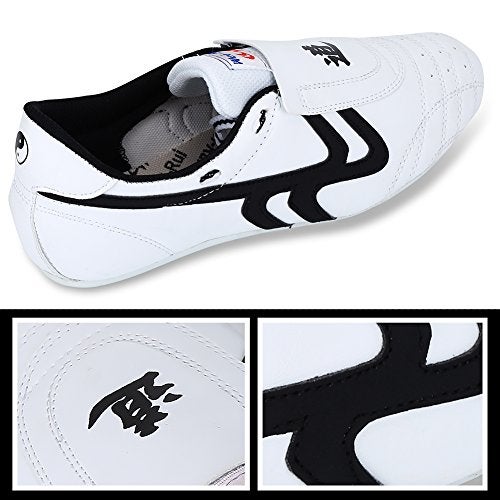 Keenso Unisex Taekwondo Shoes, Martial Arts Sports Shoes Sports Boxing Karate Martial Arts Taichi Shoes Lightweight Shoes for Kids Women Men Adult with a Storage Bag(37) White - Image 5