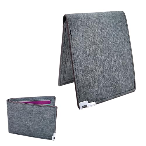 WisePoint Mens Slim Wallet, Denim Fabric Men's Wallet Minimalist Wallet for Men, Mens Bifold Wallet Small Wallet for Teen Boys, Portable Credit Card Wallet for Work, Shopping (dark gray) - Image 1