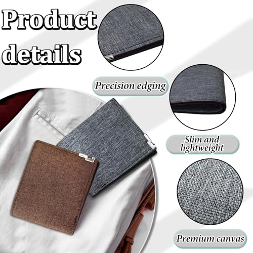 WisePoint Mens Slim Wallet, Denim Fabric Men's Wallet Minimalist Wallet for Men, Mens Bifold Wallet Small Wallet for Teen Boys, Portable Credit Card Wallet for Work, Shopping (dark gray) - Image 2
