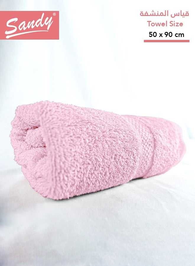 ساندي منشفة فاخرة للشعر والوجه واليد قطن 100% ساندي, صنعت في مصر, مثالية للاستخدام اليومي, سريعة الجفاف وعالية الامتصاص وشديدة النعومة 50 × 90 سم, زهري - Image 1