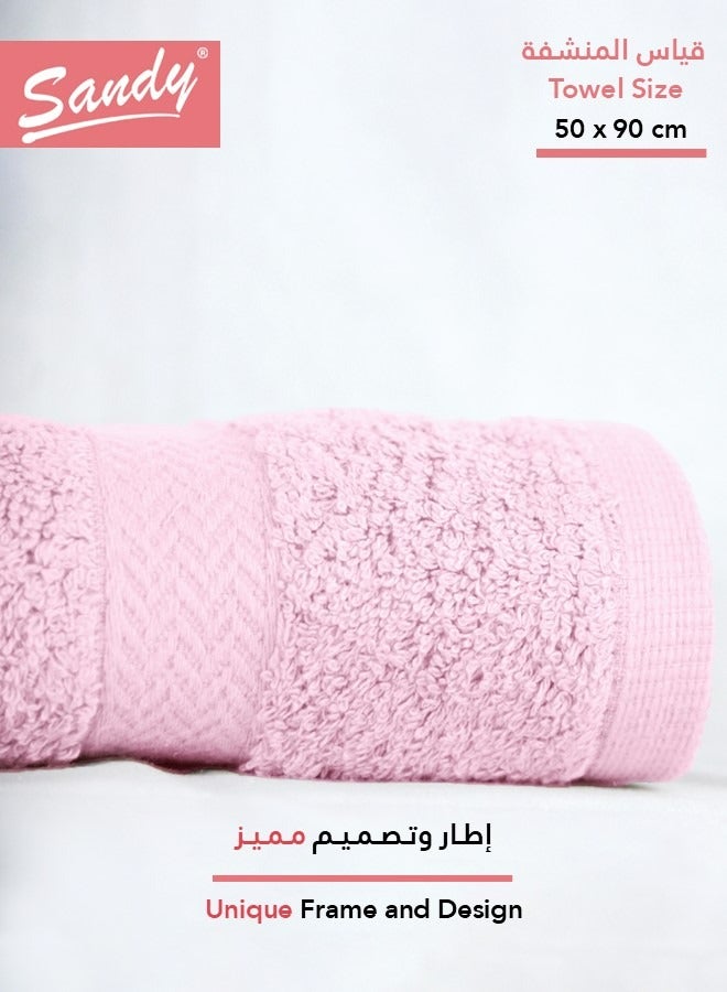 ساندي منشفة فاخرة للشعر والوجه واليد قطن 100% ساندي, صنعت في مصر, مثالية للاستخدام اليومي, سريعة الجفاف وعالية الامتصاص وشديدة النعومة 50 × 90 سم, زهري - Image 2