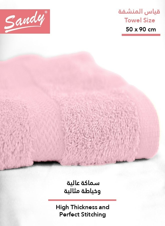 ساندي منشفة فاخرة للشعر والوجه واليد قطن 100% ساندي, صنعت في مصر, مثالية للاستخدام اليومي, سريعة الجفاف وعالية الامتصاص وشديدة النعومة 50 × 90 سم, زهري - Image 3
