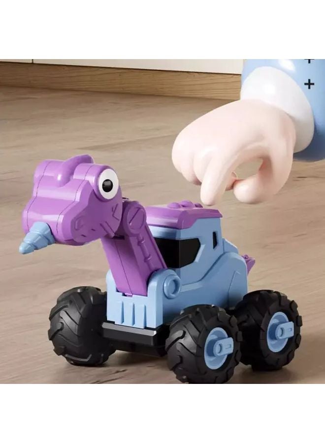 2Pcs Blue Purple Push To Drive Dinosaur Car Toys For Kids No Batteries Needed - Image 3