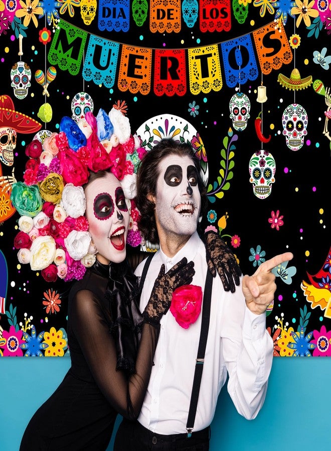 Lecheme Day of The Dead Backdrop 6x4 ft Dia De Los Muertos Backdrop Mexican Fiesta Sugar Skull Banner Photo Background Day of The Dead Banner Party Decorations - Image 5