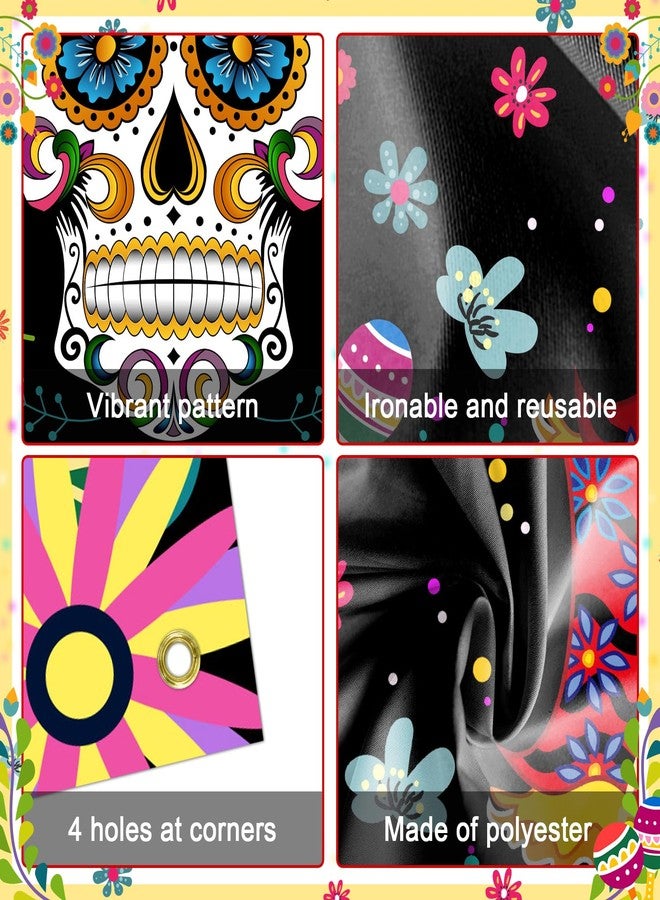 Lecheme Day of The Dead Backdrop 6x4 ft Dia De Los Muertos Backdrop Mexican Fiesta Sugar Skull Banner Photo Background Day of The Dead Banner Party Decorations - Image 4