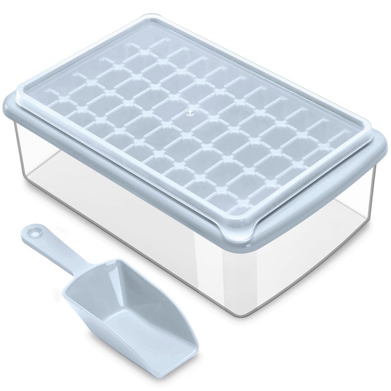 ARTLEO Ice Cube Maker Trays for Freezer with Lid and Storage Box Easy Release 55 Mini Nugget Ice Cubes Tray with Cover Ice Holder Scooper Flexible Durable Plastic Ice Mold Bin BPA Free