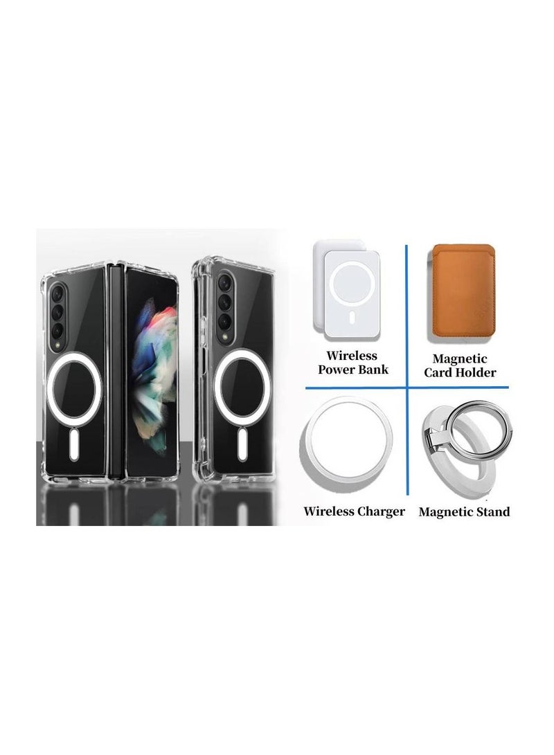Samsung Galaxy Z fold 4 Clear Magnetic Cover Mag Safe Compatible Clear Hard Back Case Shockproof TPU Frame Edge Bumper Hard PC Back Slim Transparent Case for Samsung Galaxy Z fold 4  - Image 5