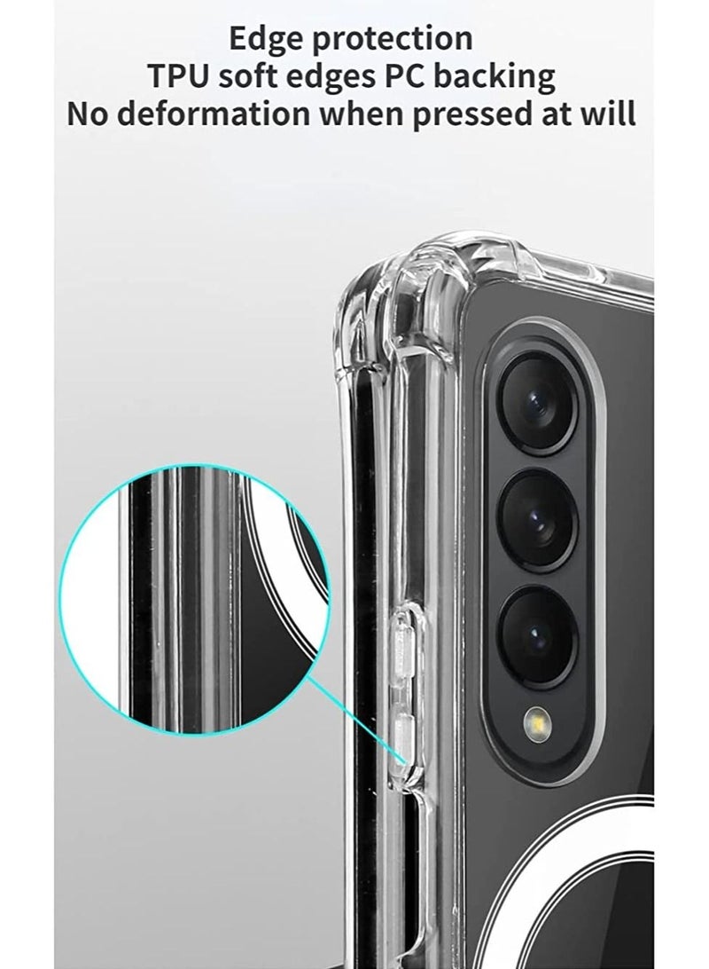 Samsung Galaxy Z fold 4 Clear Magnetic Cover Mag Safe Compatible Clear Hard Back Case Shockproof TPU Frame Edge Bumper Hard PC Back Slim Transparent Case for Samsung Galaxy Z fold 4  - Image 3