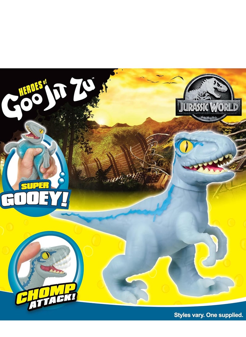 AKEDO - Jurassic World Chomp Attack - Stretch Blue | Stretchable | Realistic Flexing Action, Arms and Legs Stretch and Return to Original Size | No-Mess Gooey Play | Age 4+ - Image 1