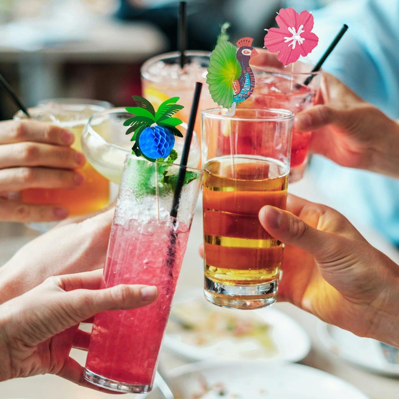 STEZHOU [12 Styles]Drink Umbrellas Cocktail Picks Coconut Palm Cocktail Umbrellas Firework Drink Stirrers Tropical Cocktail Sticks for Drinks Fruit Hawaiian Party Decorations Cocktail Accessories.36 PCS - Image 2