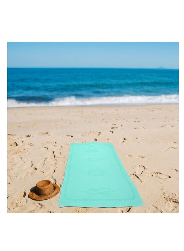 Anemoss Beach Towel, %100 Cotton, Soft, Water Absorbent, Quick Dry, Medium Thick, Pool and Bath Towel, 27x55 in, Mint Green Color - Image 2