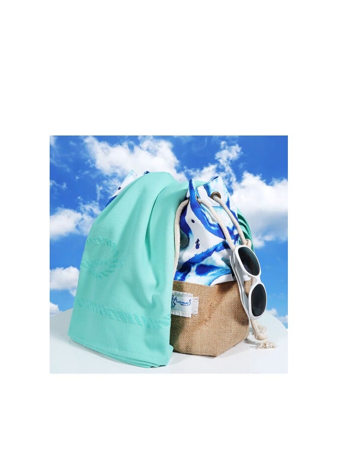 Anemoss Beach Towel, %100 Cotton, Soft, Water Absorbent, Quick Dry, Medium Thick, Pool and Bath Towel, 27x55 in, Mint Green Color - Image 5