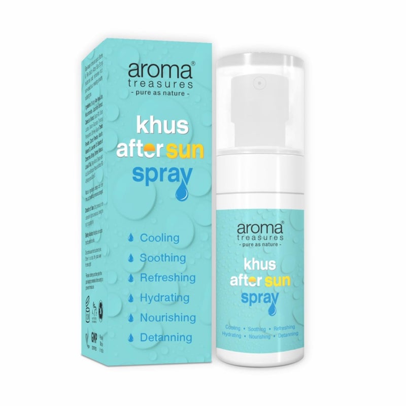 Aroma Treasures Khus After Sun Spray  Hydrating  Detanning Face  Body Mist with Aloe Vera Niacinamide  Khus Oil  91 Natural Ingredients  Use Before Sunscreen  After Sun Exposure  50ml