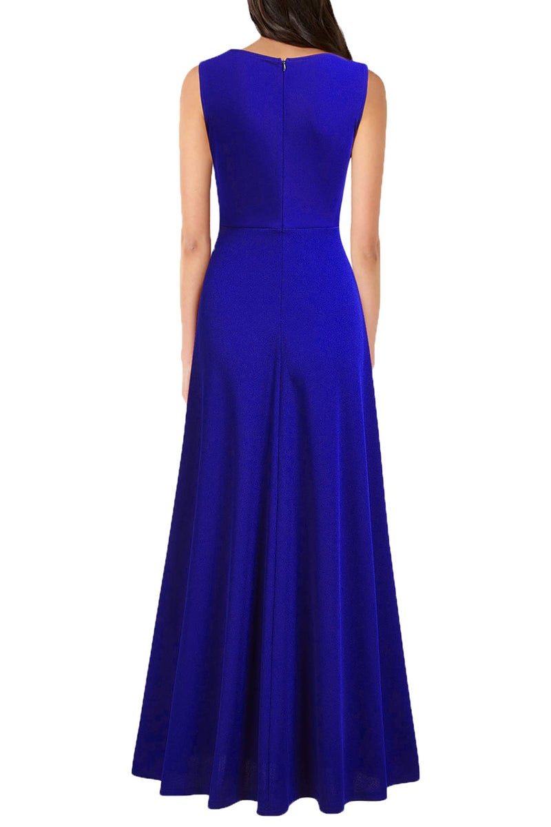 MUSHARE Women's V Neck Sleeveless Split Formal Dress Cocktail Party Prom Long Dresses Royal Blue - Image 2