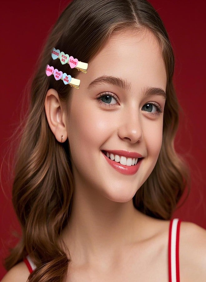 BVGA 8 Pcs Valentines Day Hair Clips for Women Triple Colorful Conversation Candy Heart Alligator Hair Clips Barrettes Hairpins Valentines Day Accessories Gifts for Her - Image 4