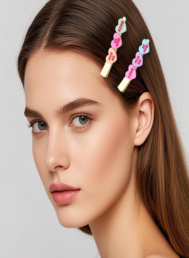 BVGA 8 Pcs Valentines Day Hair Clips for Women Triple Colorful Conversation Candy Heart Alligator Hair Clips Barrettes Hairpins Valentines Day Accessories Gifts for Her - Image 2