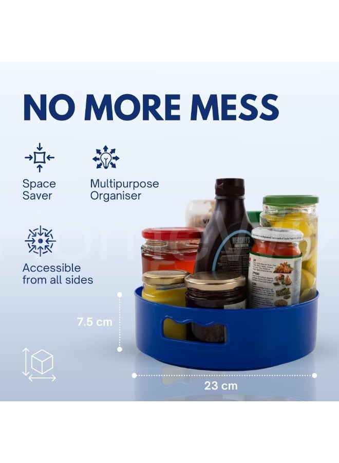 HomeWiz Multi-Purpose 360° Rotating Organizer Tray | Space-Saving Kitchen & Pantry Storage | Multi Purpose Organization Rotating Tray | Easy-Access Turntable for Spices, Storage & More | Light Blue - Image 2