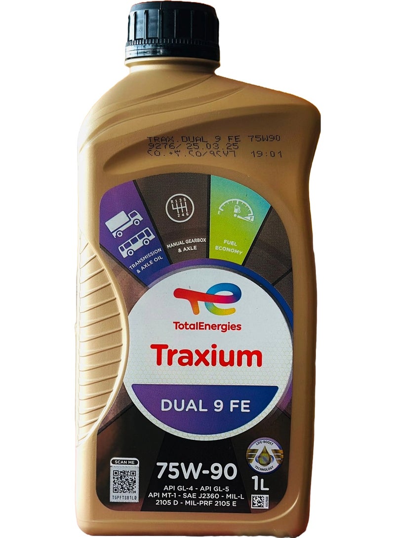 Total Energies 75W90 Traxium Dual FE9 Gearbox & Axle Fully Synthetic Fluid 1Ltr - Image 1