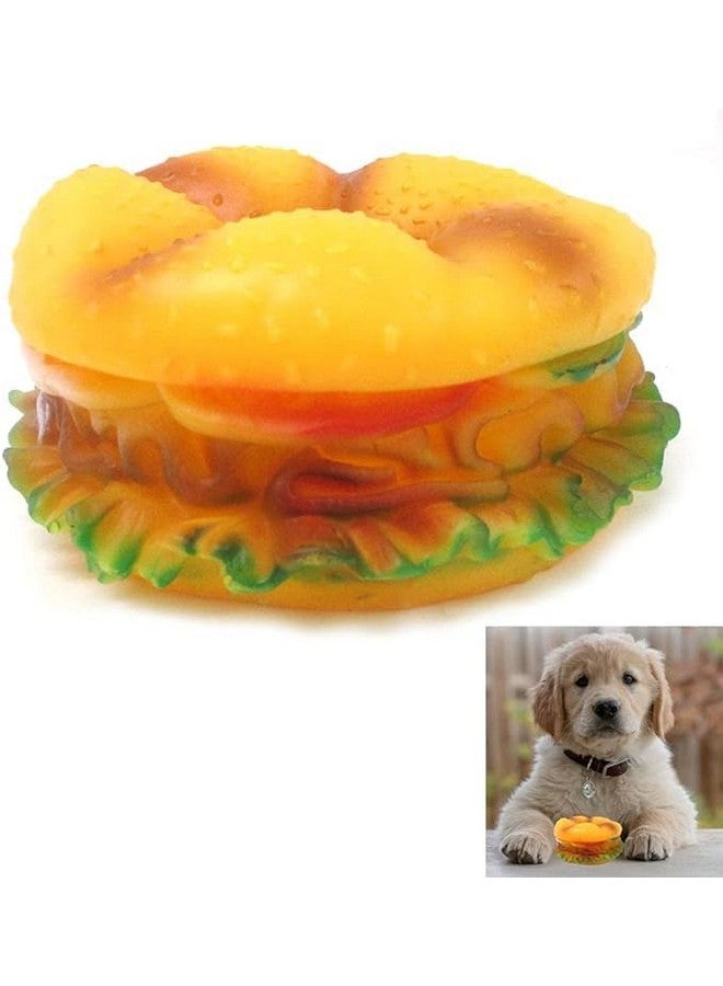 Squeaky Non Toxic Rubber Burger Shape Chew Toy With Squeaky Toy Perfect For Small & Medium Breed Dogs | Enhance Playtime & Promote Dental Health - Multicolor (Pack Of 1) - Image 2