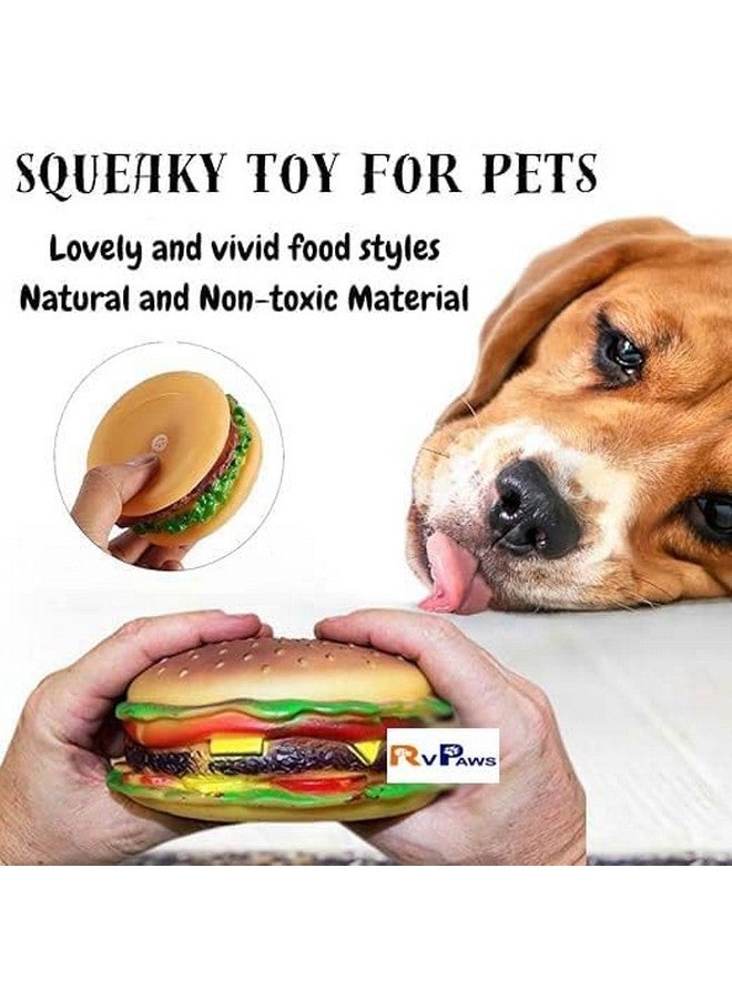 Squeaky Non Toxic Rubber Burger Shape Chew Toy With Squeaky Toy Perfect For Small & Medium Breed Dogs | Enhance Playtime & Promote Dental Health - Multicolor (Pack Of 1) - Image 5