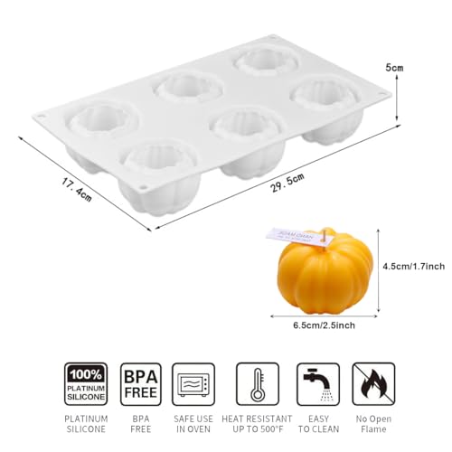 EchoDone Pumpkin Silicone Mold 6 Cavities Cupcake Baking Pan Mousse Tray Molds Kitchen Cake Decoration Fondant Mold for Halloween - Image 2