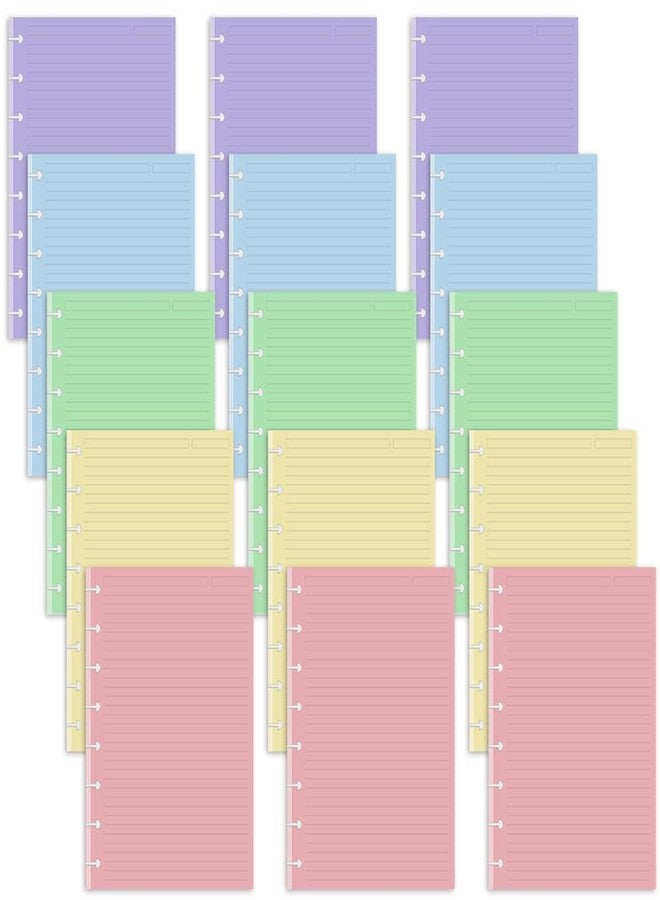Getvow (3-Pack) Junior Size TUL Discbound Lined Refill Paper, 8-Disc Disbound Insert, 5 Colors(60 Sheets/Color), Total 300Sheets / 600Pages, 110gsm Thicker Paper, 5.8'' x 8.2'' - Image 1