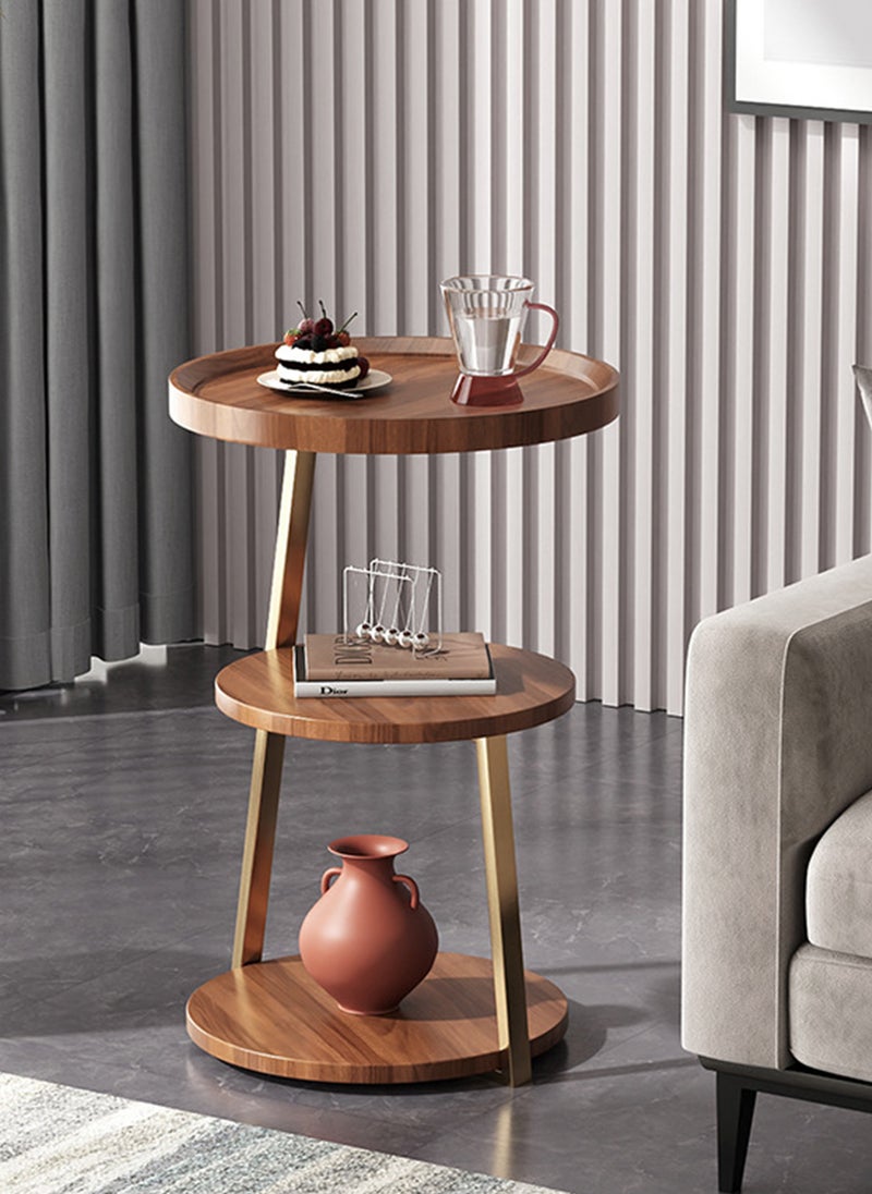 Sharpdo Living Room Small Apartment 3-Layer Side Table Metal Bracket Open Storage Easy to Clean 40*40*62CM  - Image 1